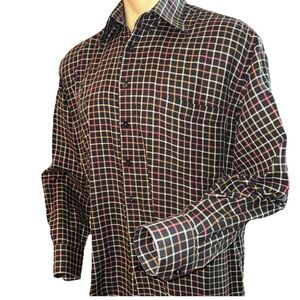 Scott Barber Shirt Mens Large Plaid Pocket Long Sleeve Button Down 100% Cotton